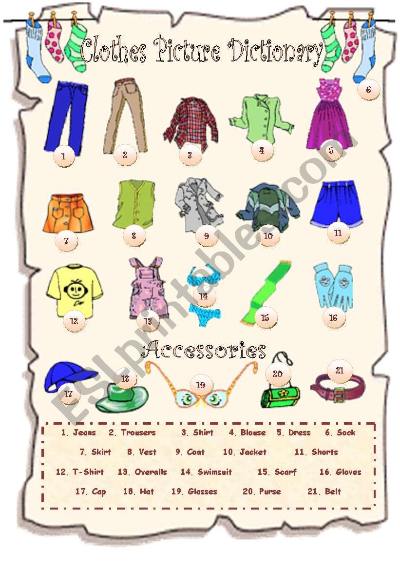 Clothes Picture Dictionary worksheet