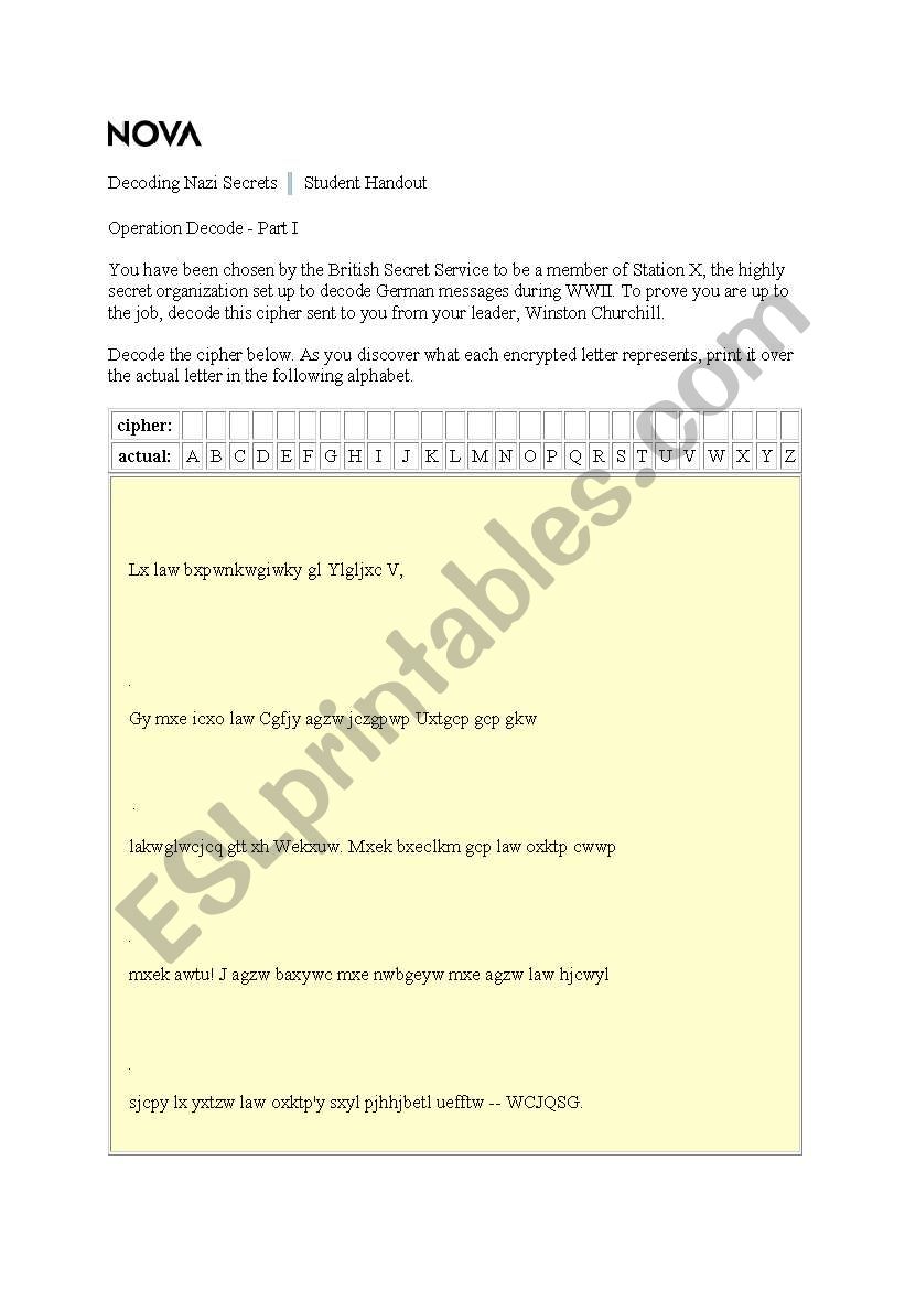 Decoding Nazi Secrets Part 1 worksheet