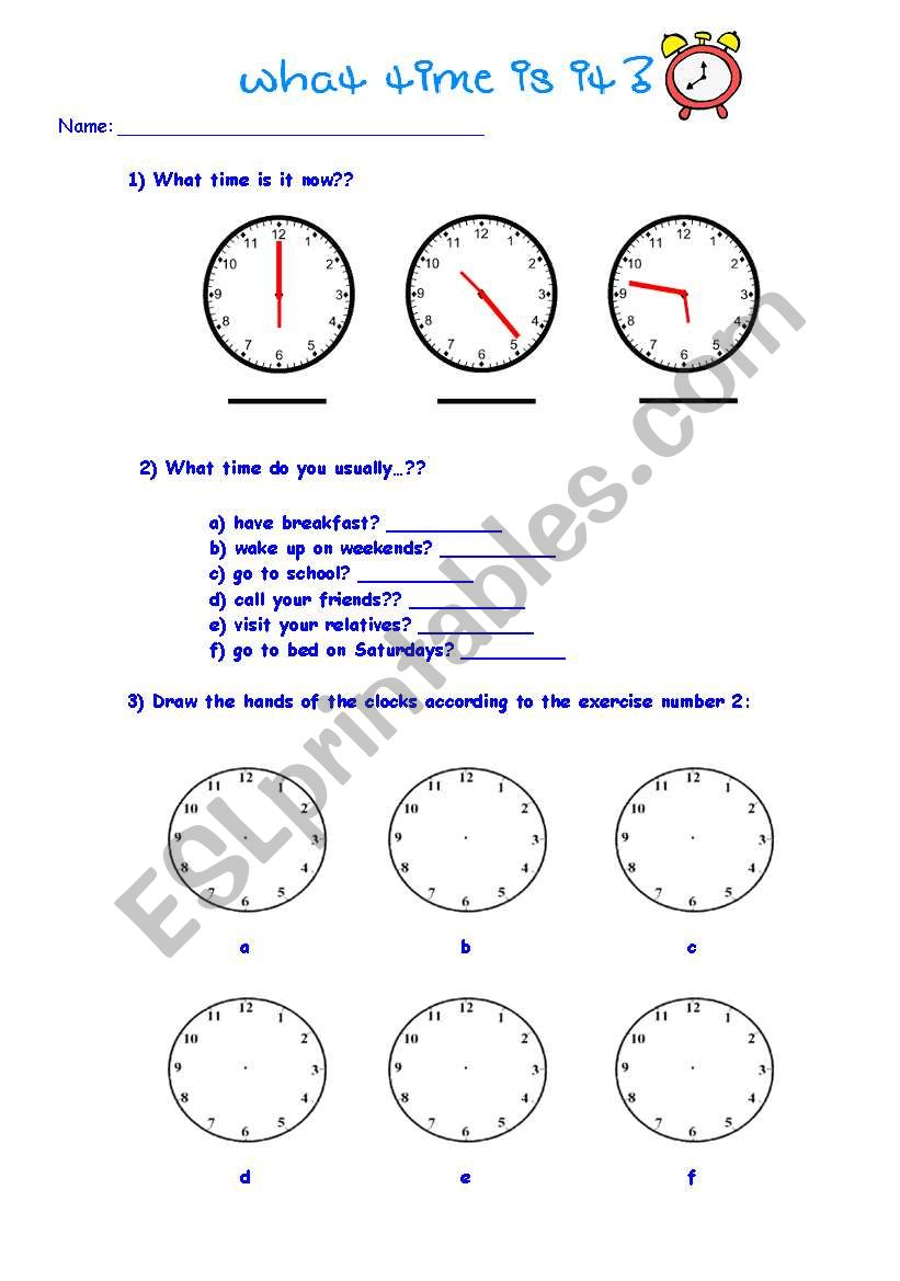 Telling time worksheet