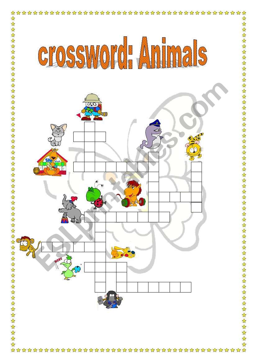 crossword: animal worksheet