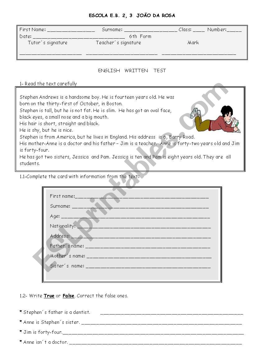 Test worksheet