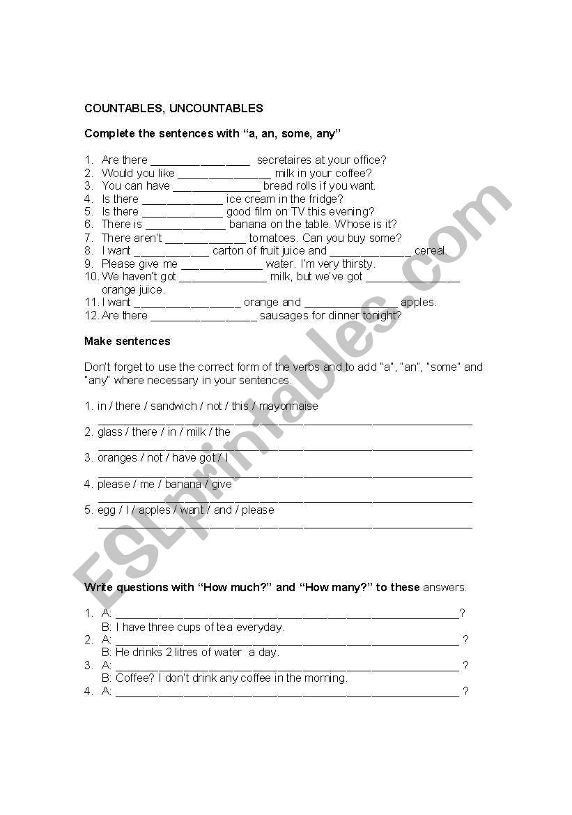 countable-uncountable worksheet