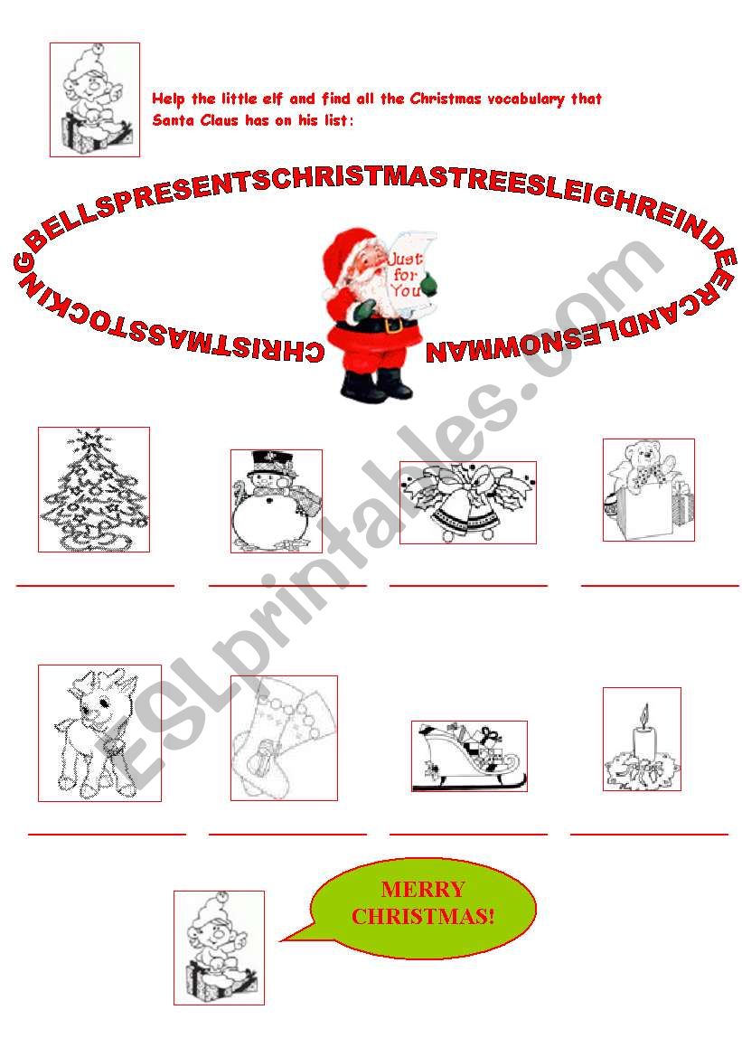 Help the little elf worksheet