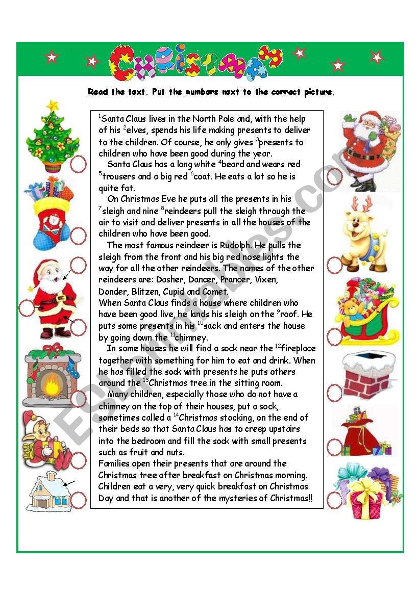 Christmas I part worksheet