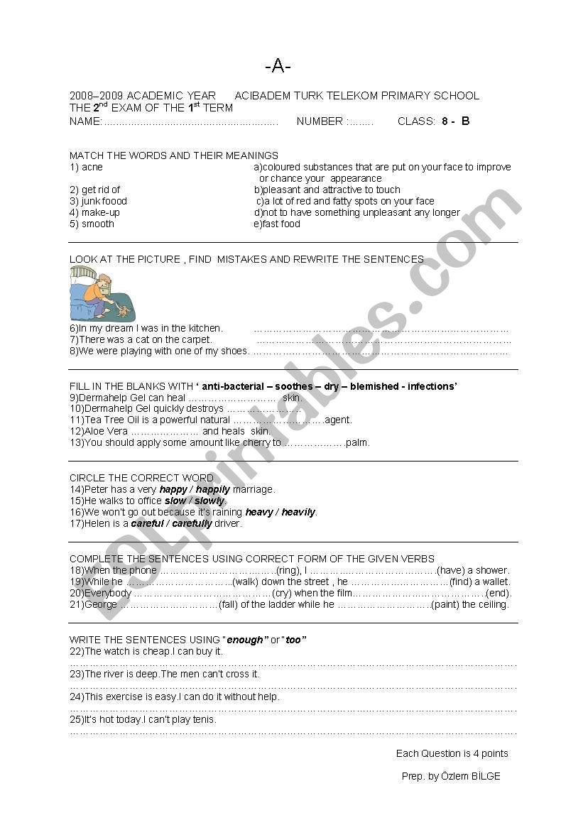 BODY CARE worksheet