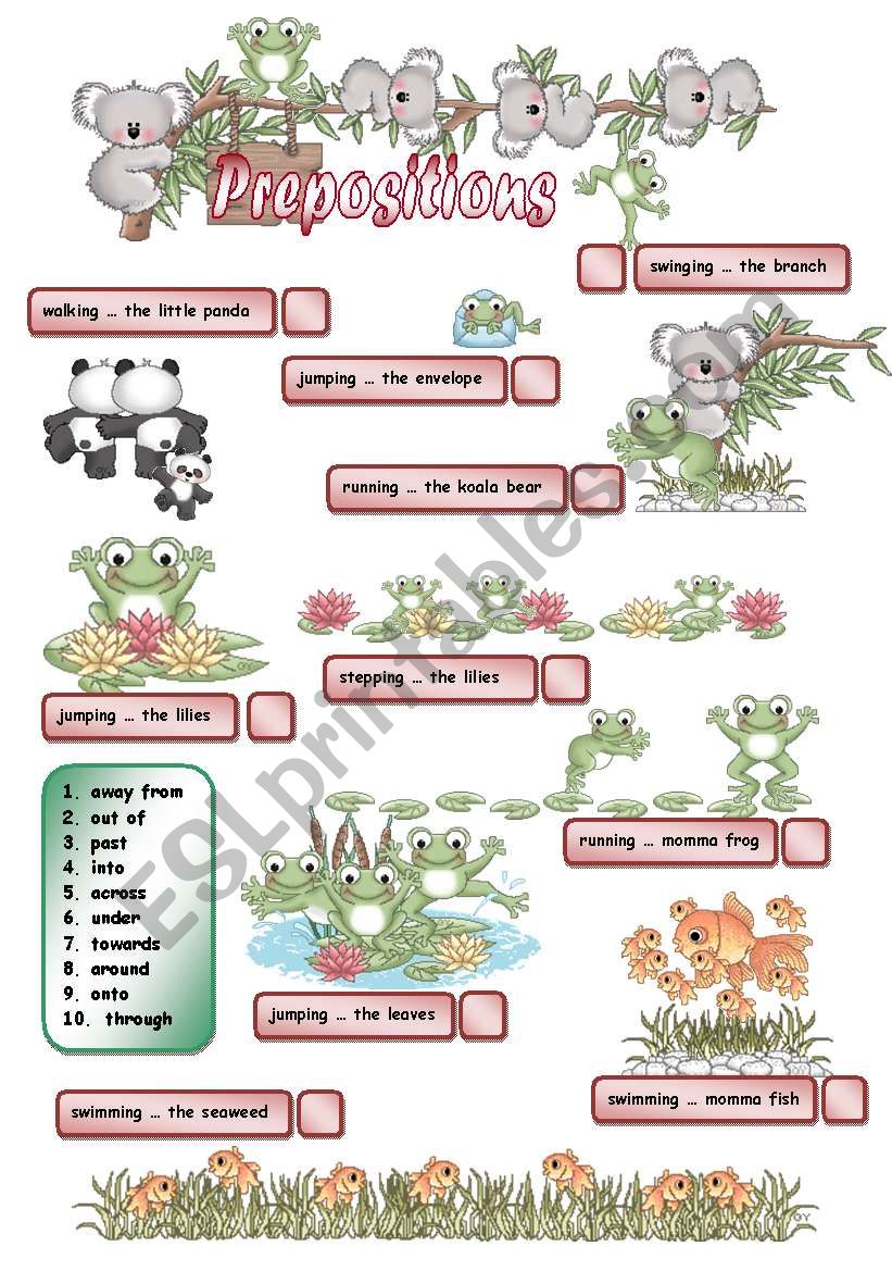 Prepositions of movement worksheet