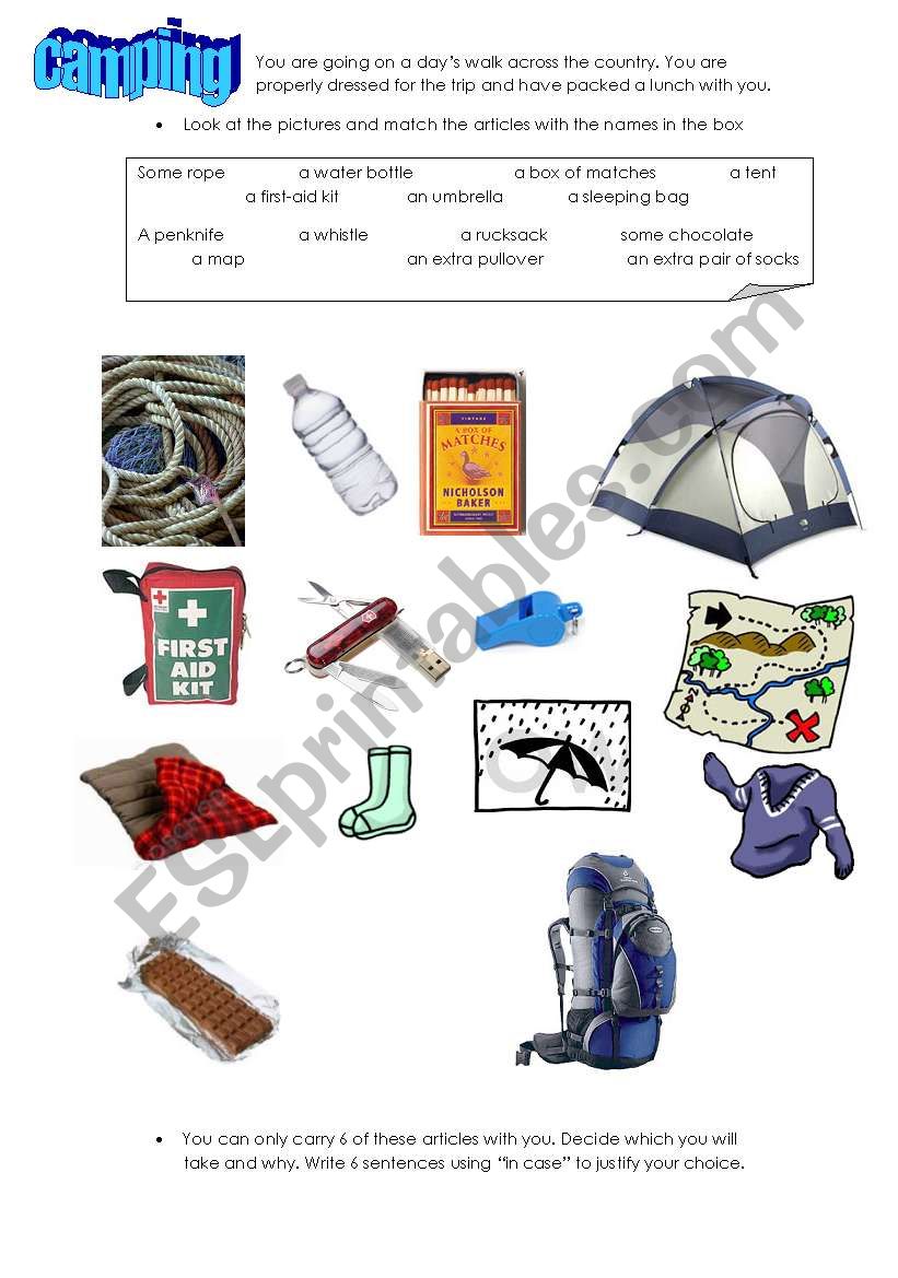 camping worksheet