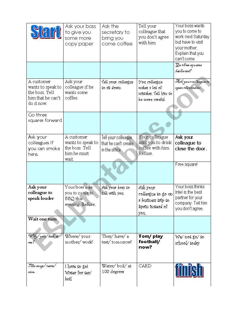 Present Simple or Present Continuous: board game