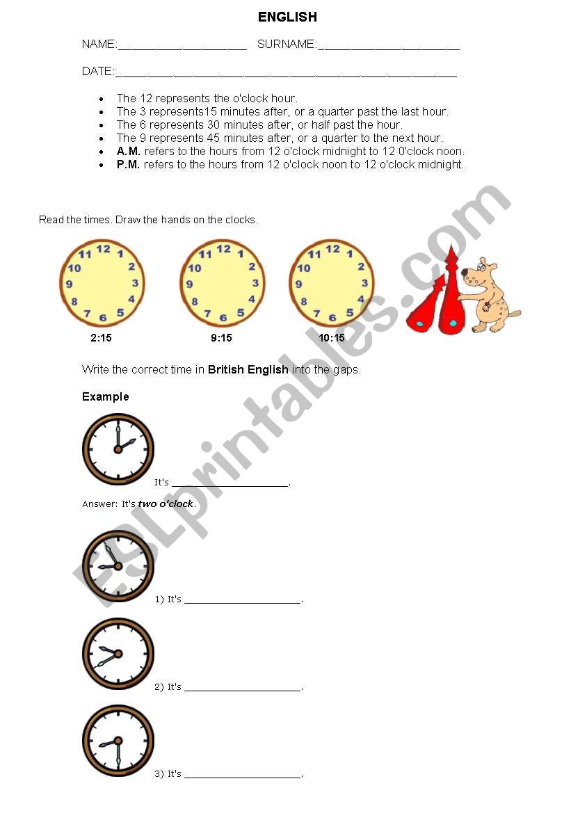 HOURS worksheet