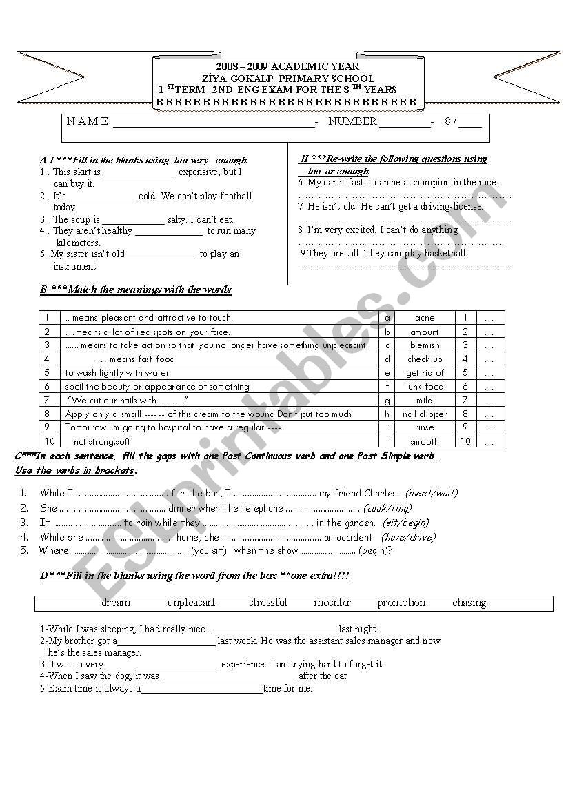 spot on 8th year 2 nd exam 09 a