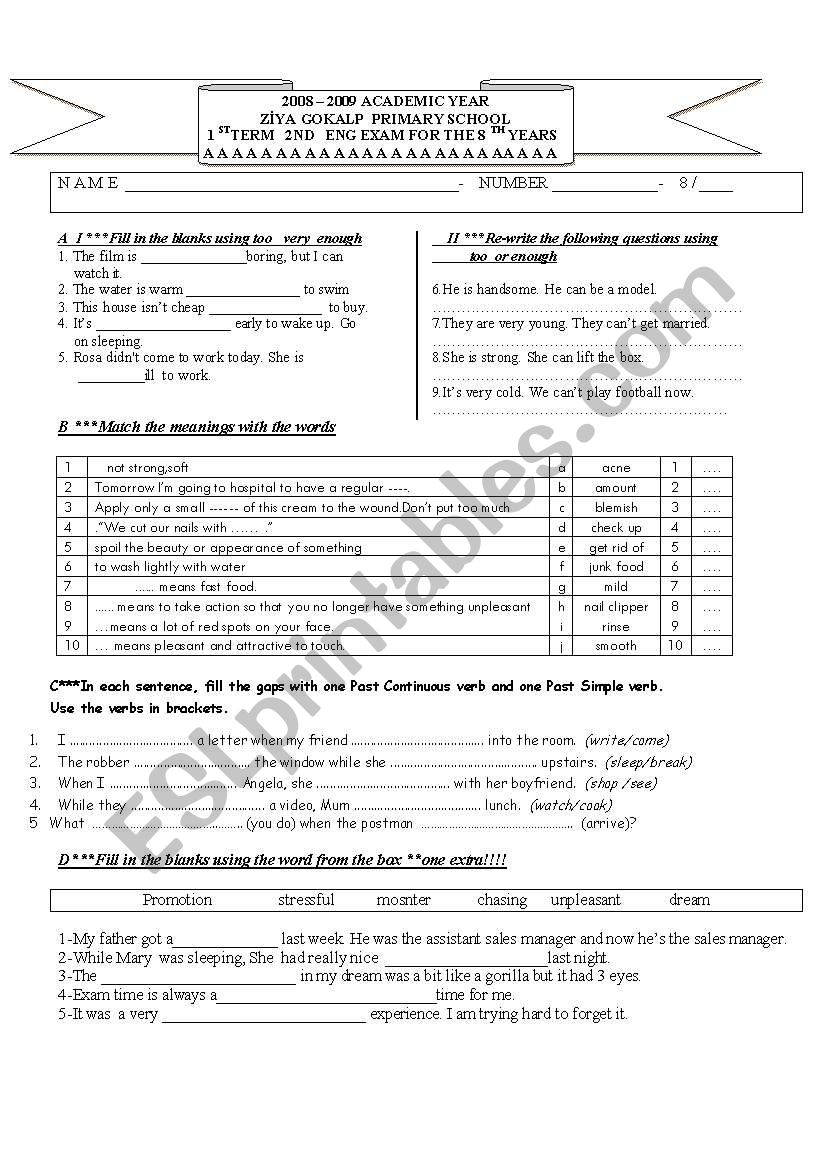 spot on 8th year 2 nd exam 09 b