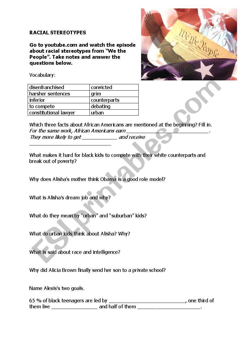 Racial Stereotypes worksheet