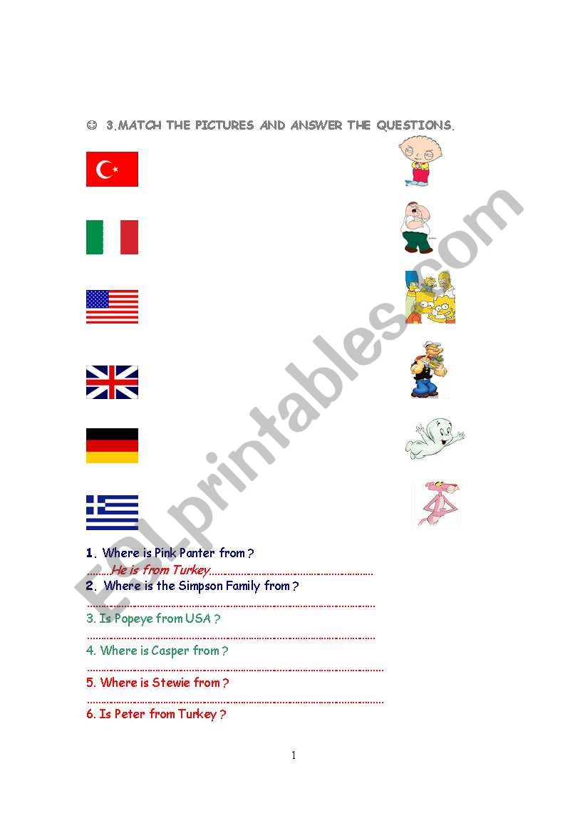 countries worksheet