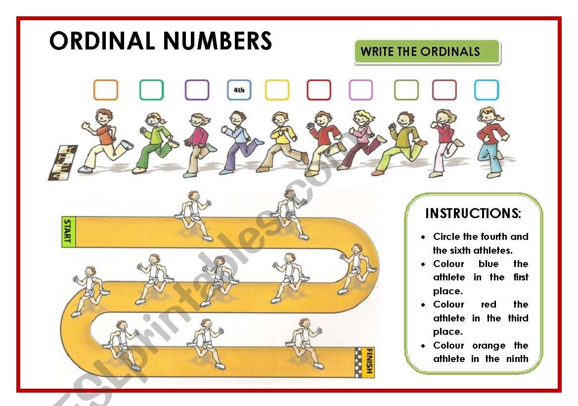 ORDINAL NUMBERS worksheet