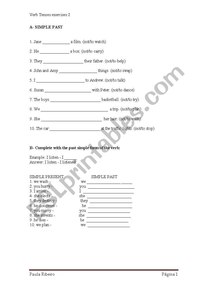 Simple Past worksheet