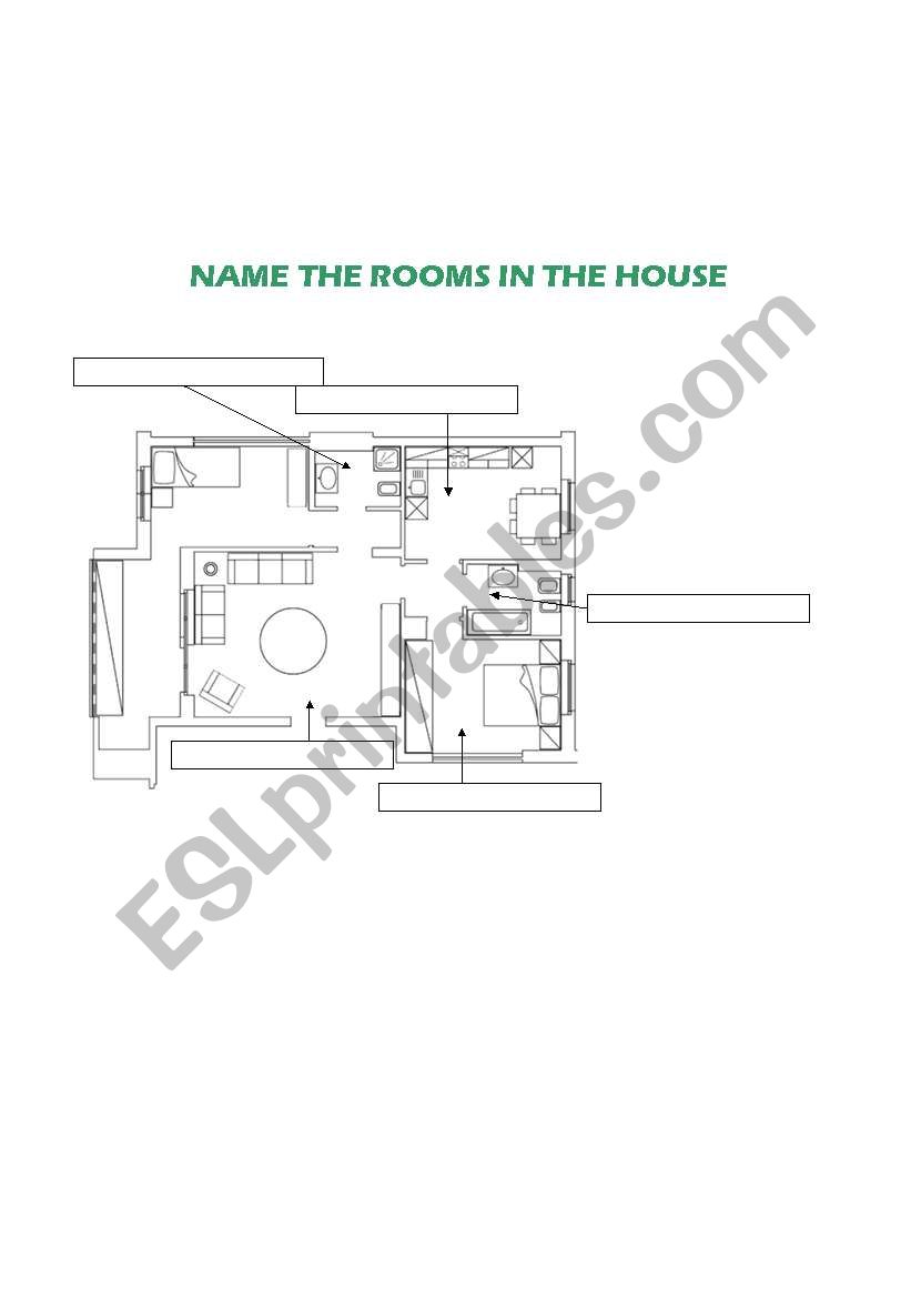 name the rooms in the house worksheet