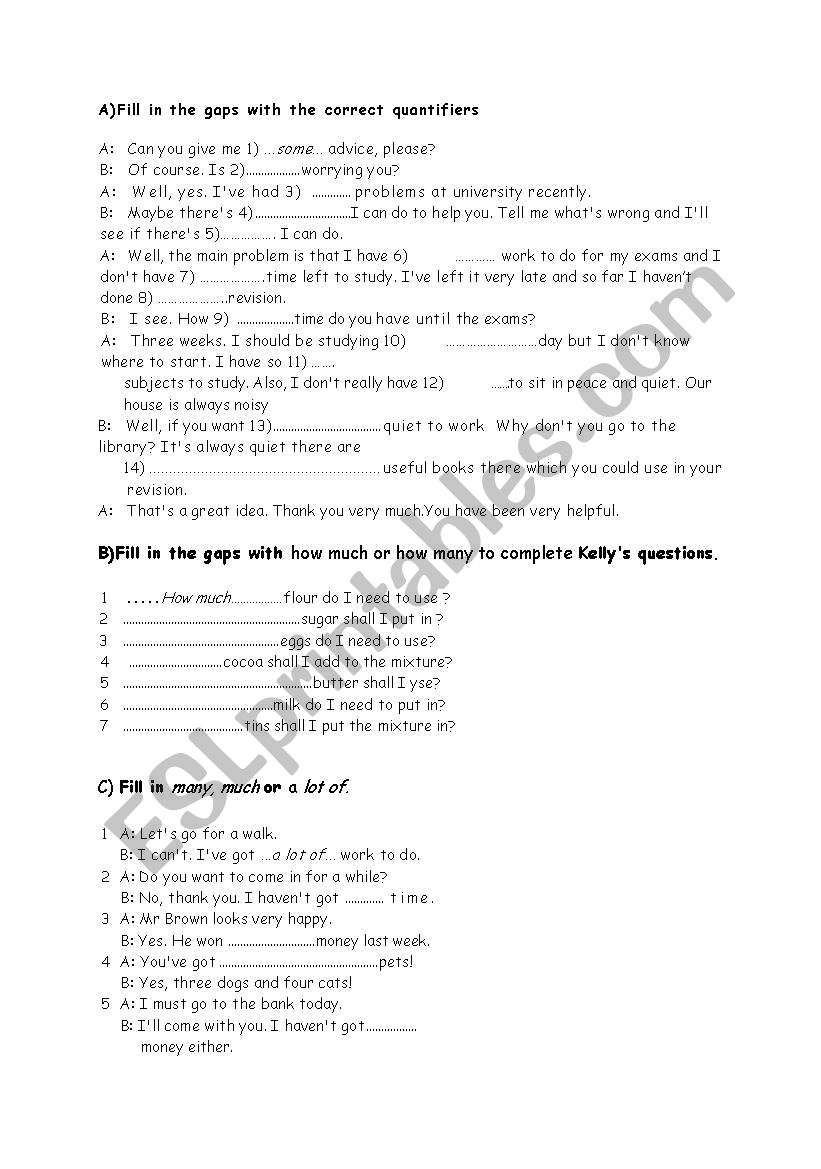 Quantifiers worksheet