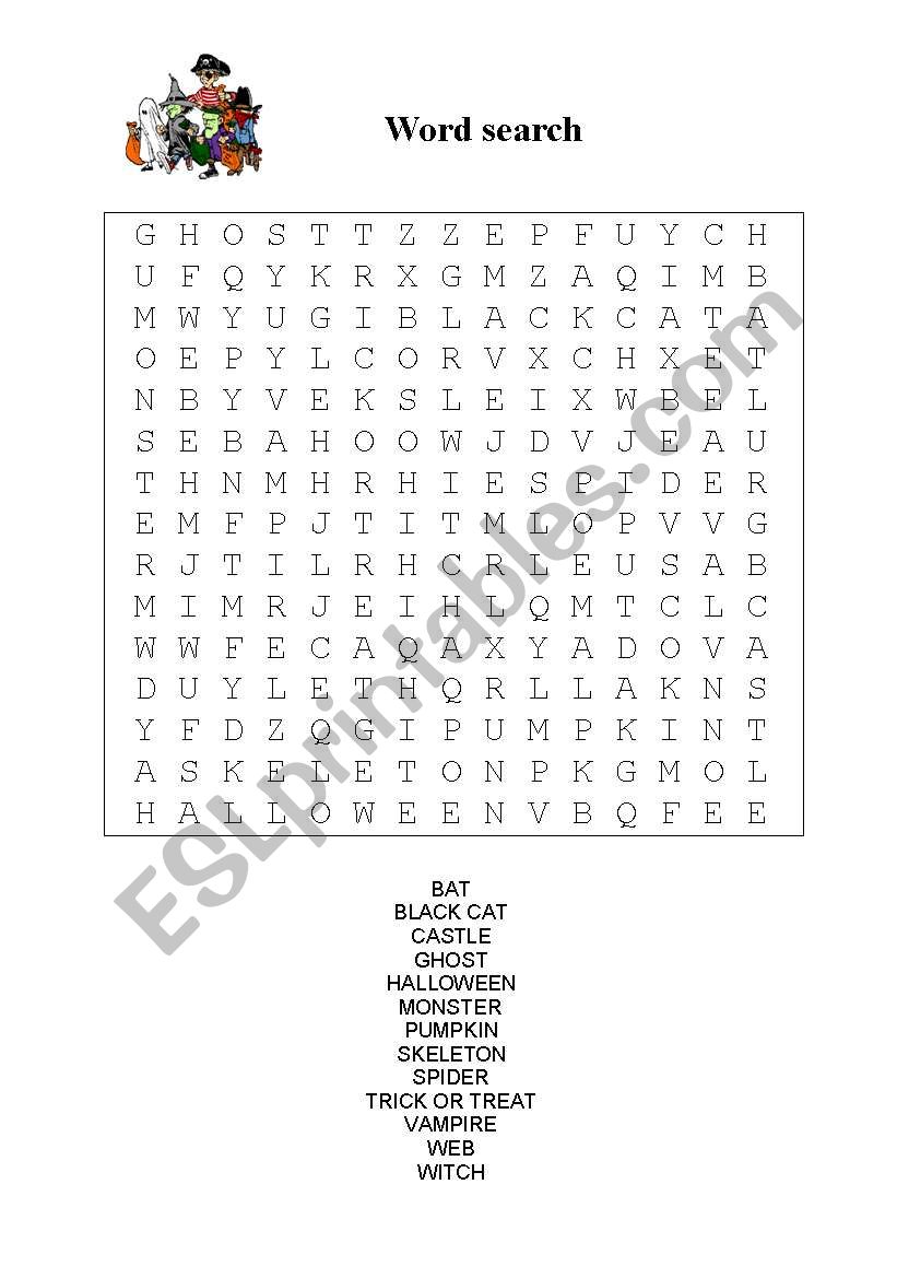 Halloween Word search worksheet