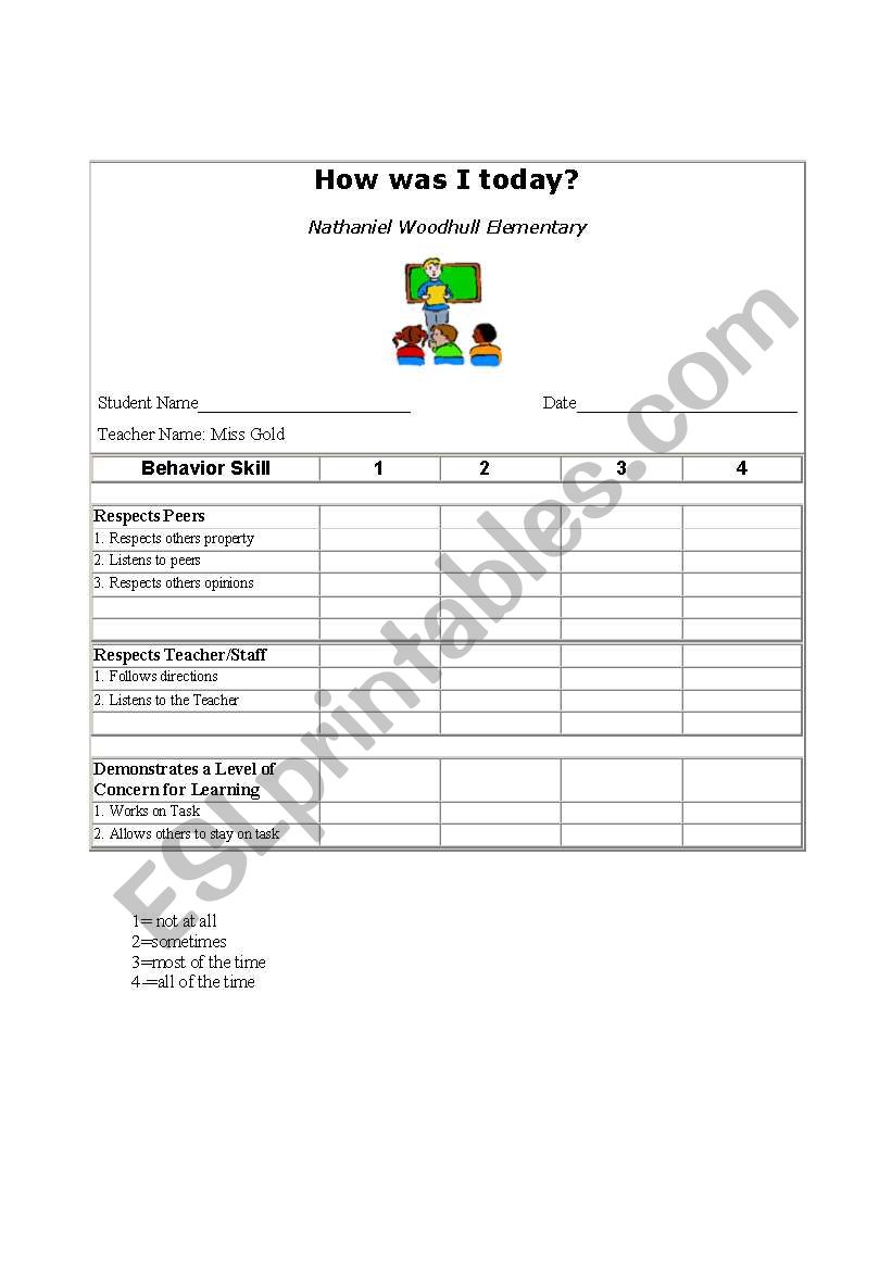 Behavior Chart worksheet