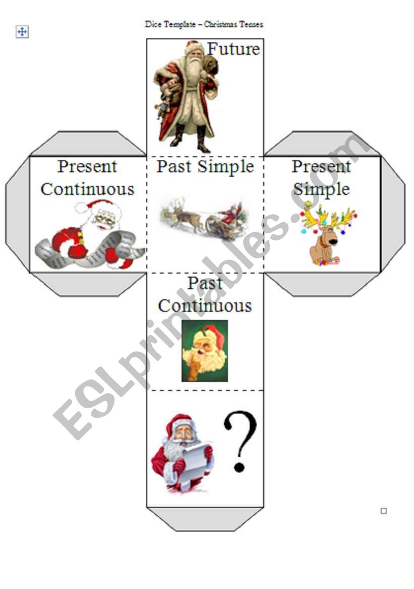 Christmas Tenses Dice worksheet