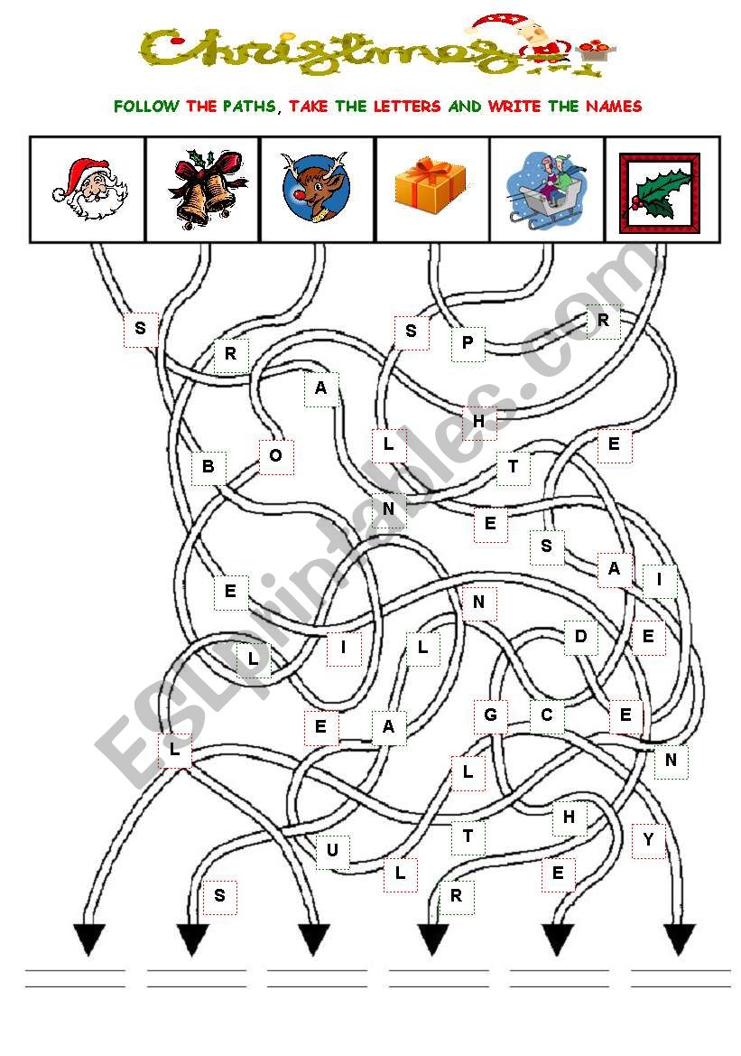 CHRISTMAS PATH worksheet