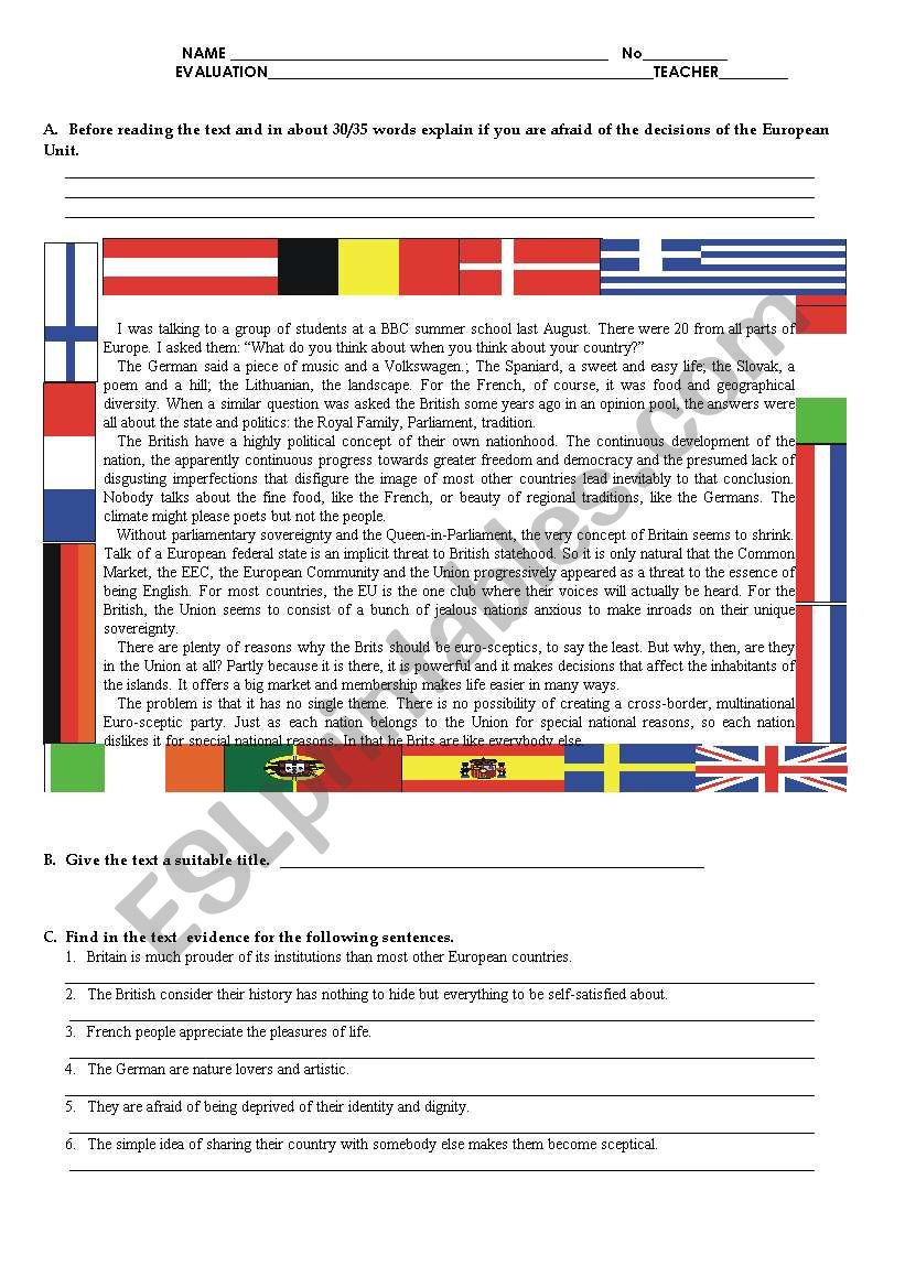 European Union worksheet