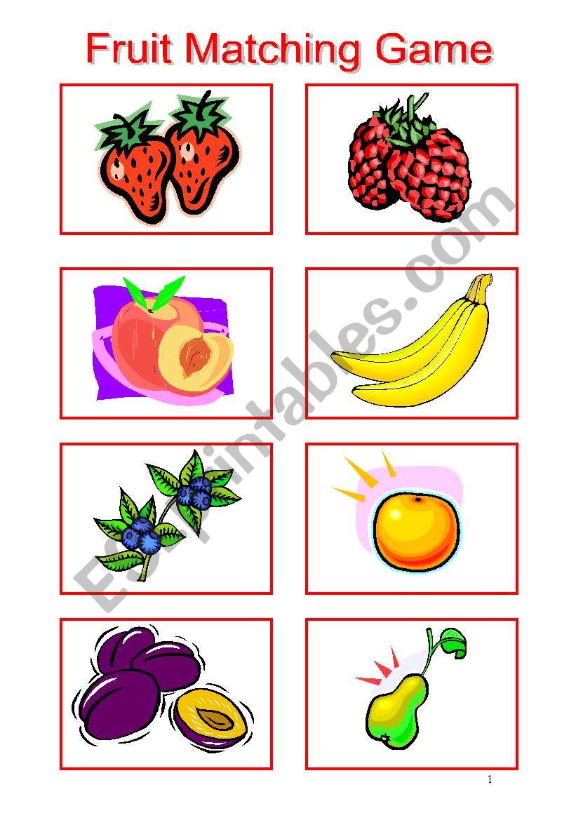 Fruit Matching Game worksheet