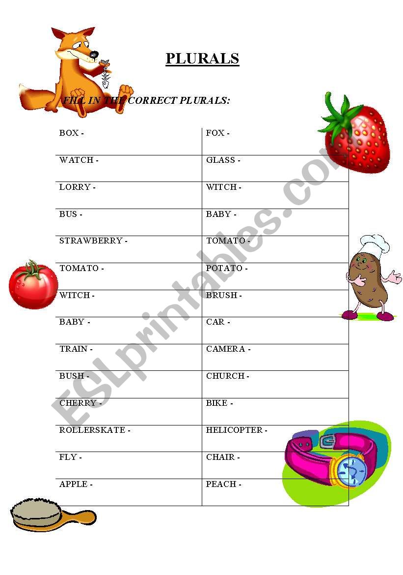 Plurals worksheet