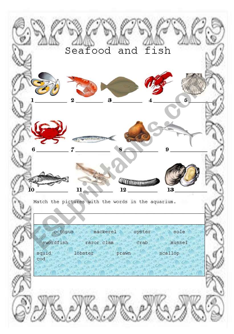 SEAFOOD AND FISH worksheet