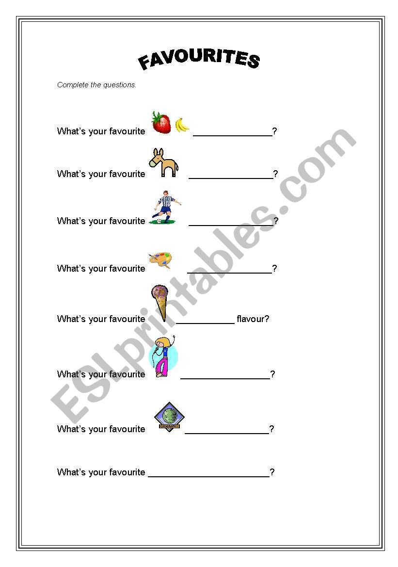 Whats your favourite..? worksheet