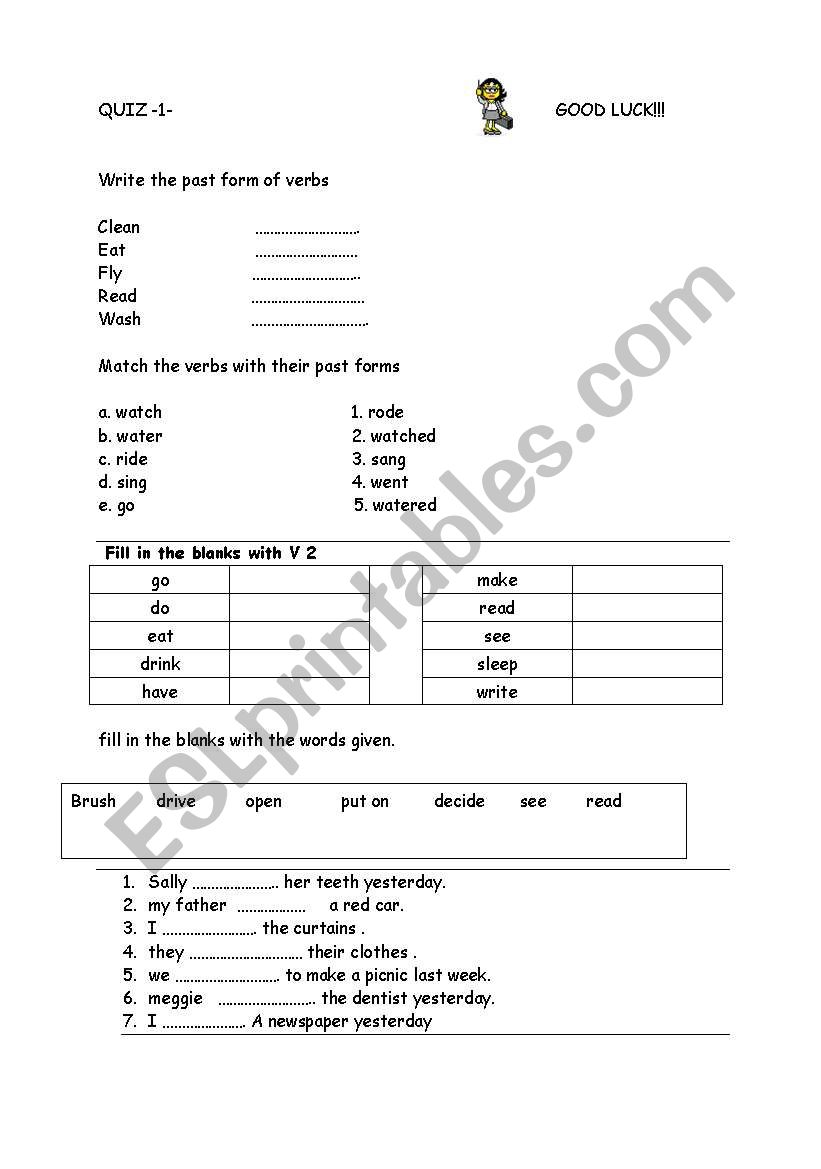 past tense worksheet