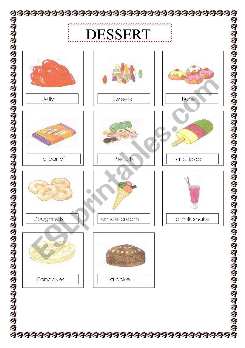 food (dessert) voc list  worksheet