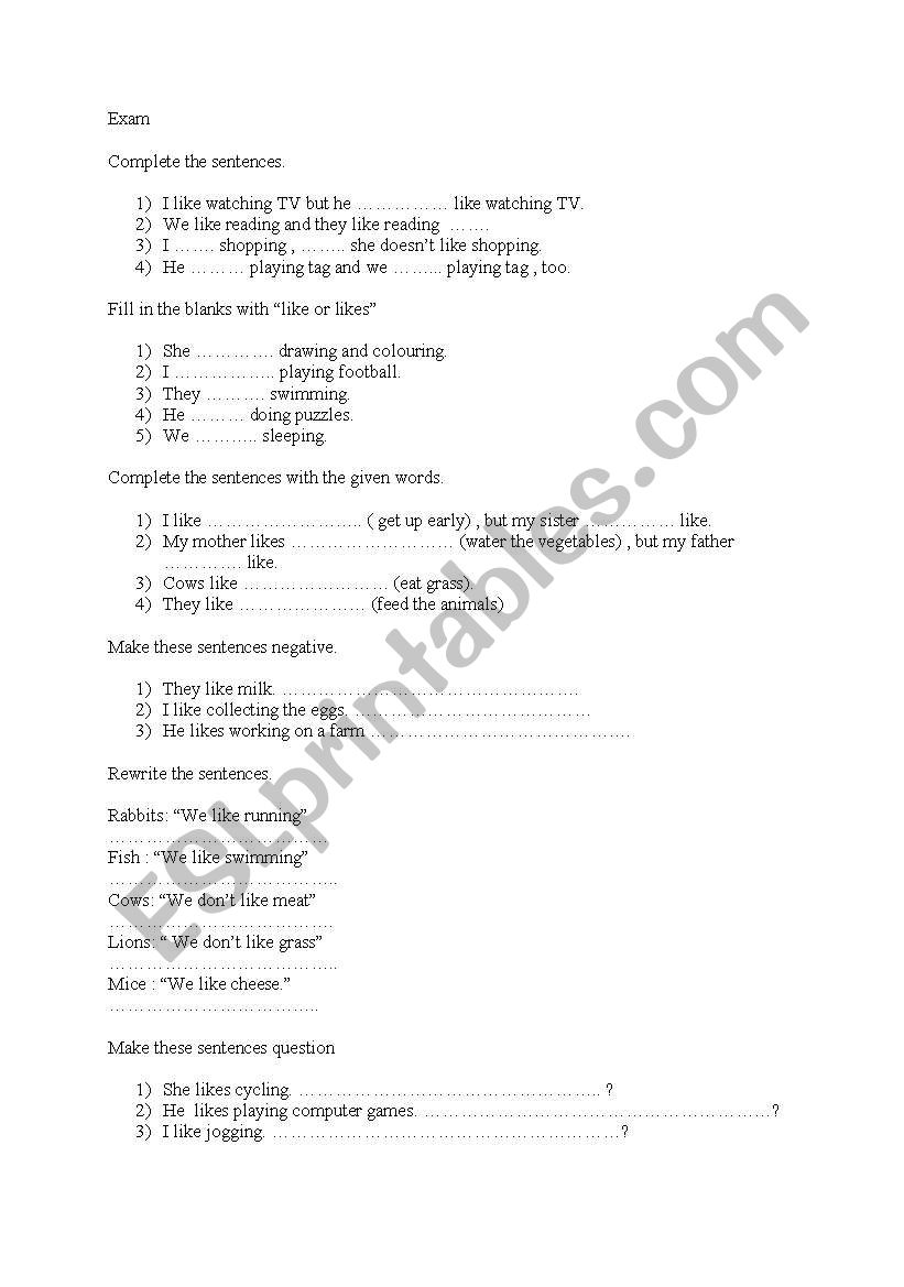 simple present worksheet