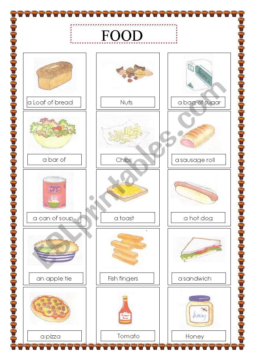 food voc list  worksheet