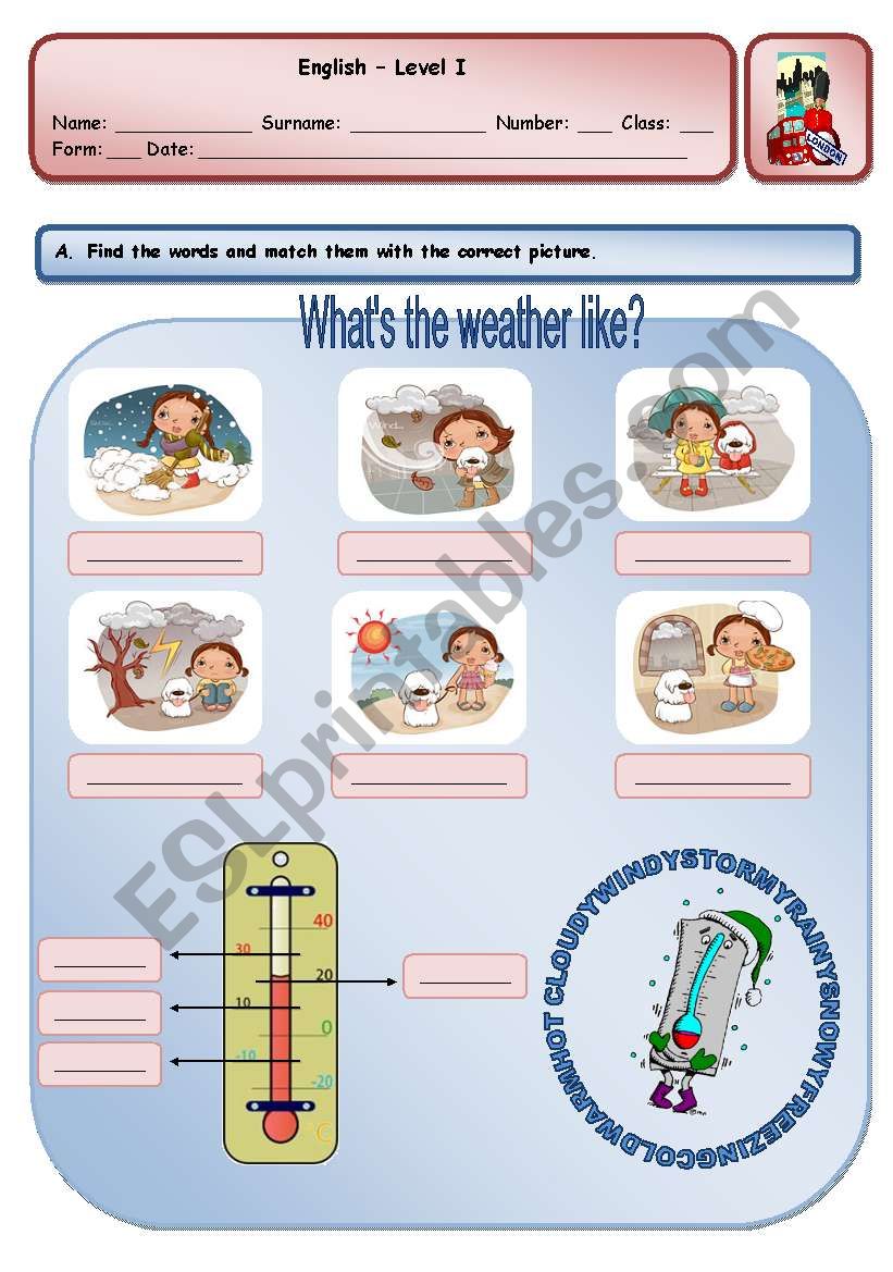 WHATS THE WEATHER LIKE? worksheet