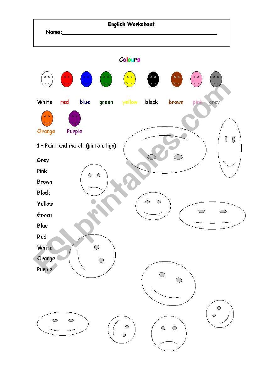 colours worksheet