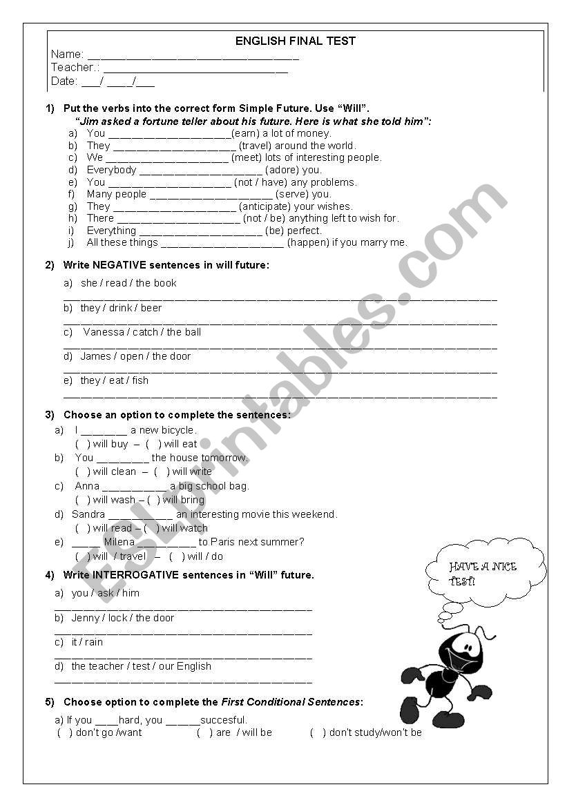 Simple Future Worksheet worksheet