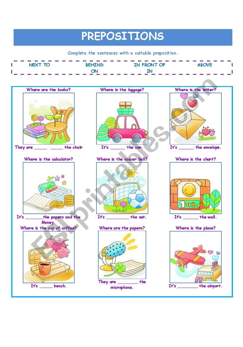 PREPOSITIONS REVIEW worksheet