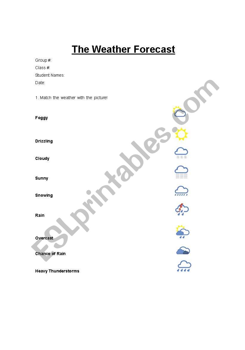 The Weather Forecast worksheet