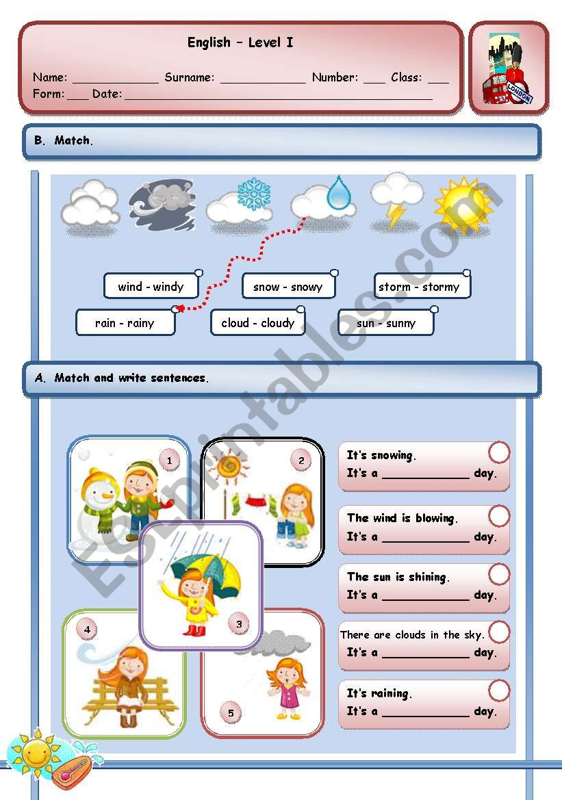 THE WEATHER worksheet