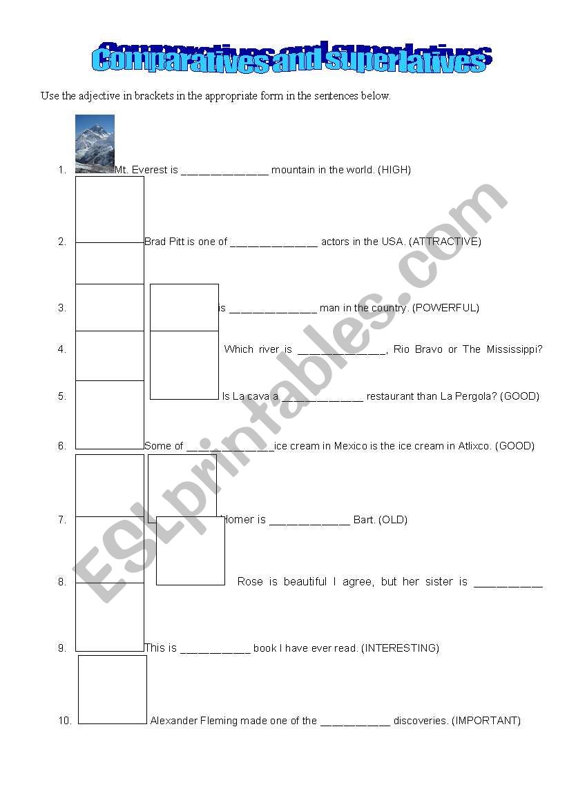 Comparatives and superlatives worksheet