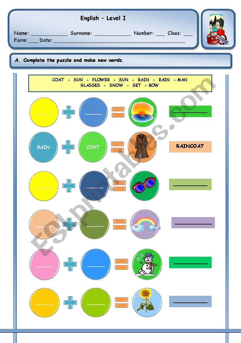 COMPOUND NOUNS worksheet