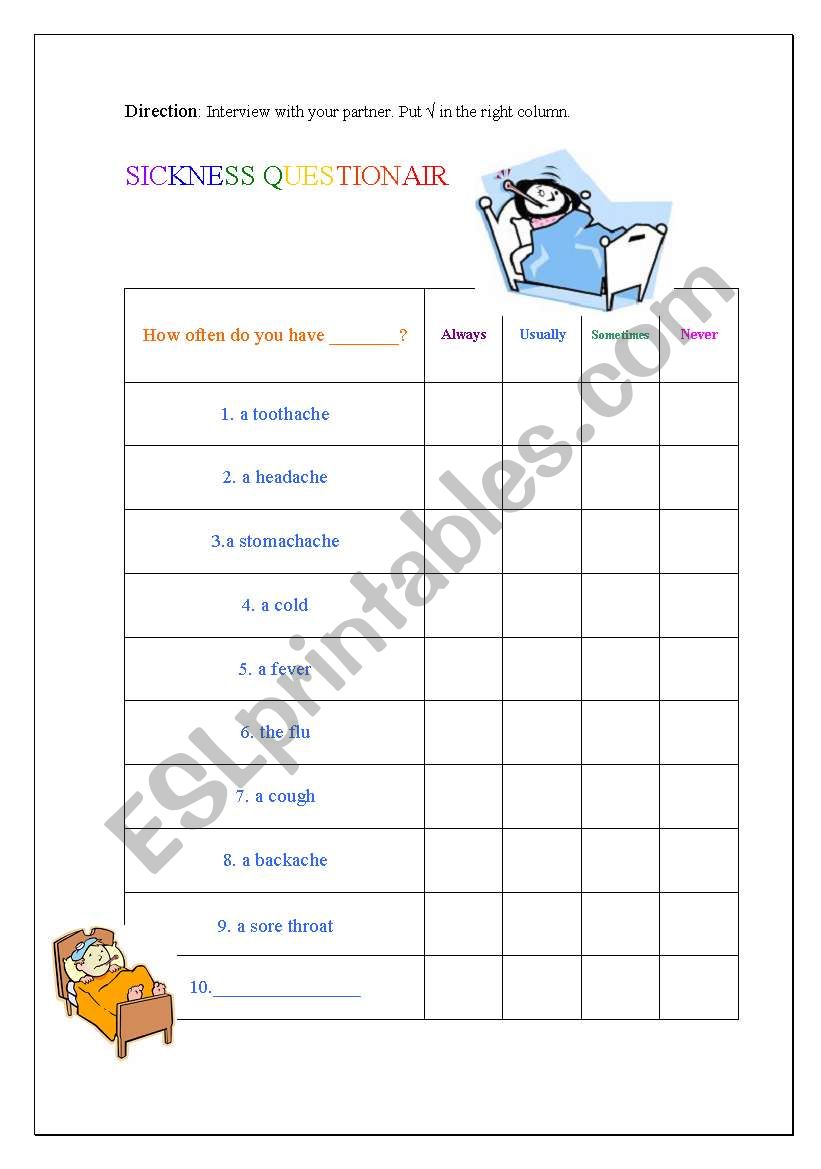 Questionair worksheet