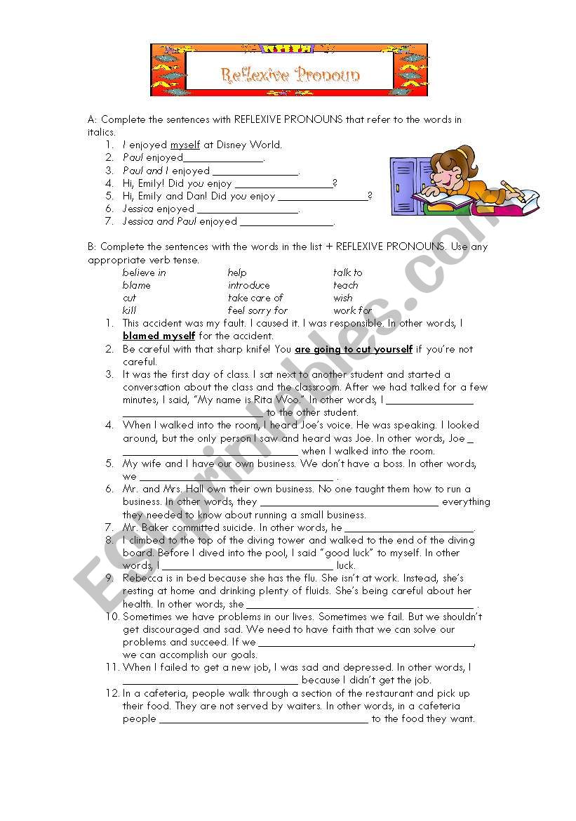 Reflexive Pronouns worksheet