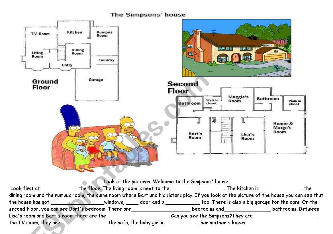 The simpsons house worksheet