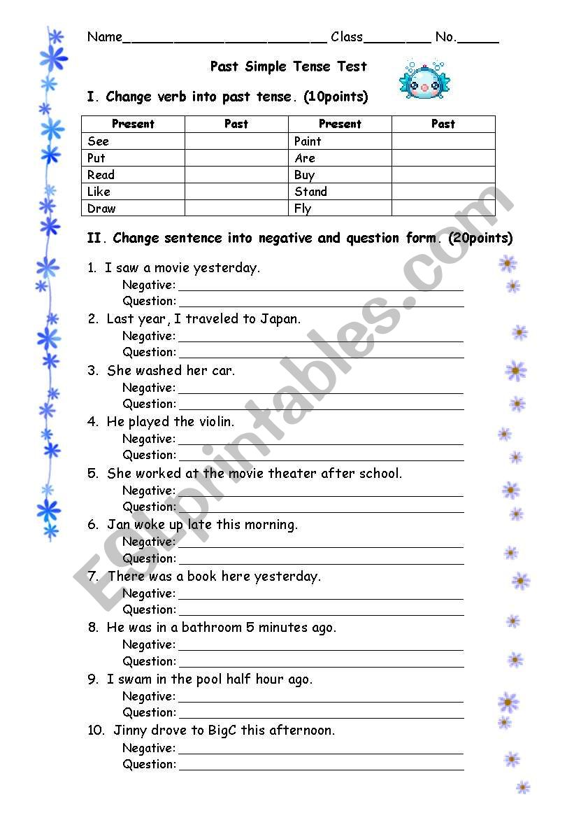 Past Simple worksheet