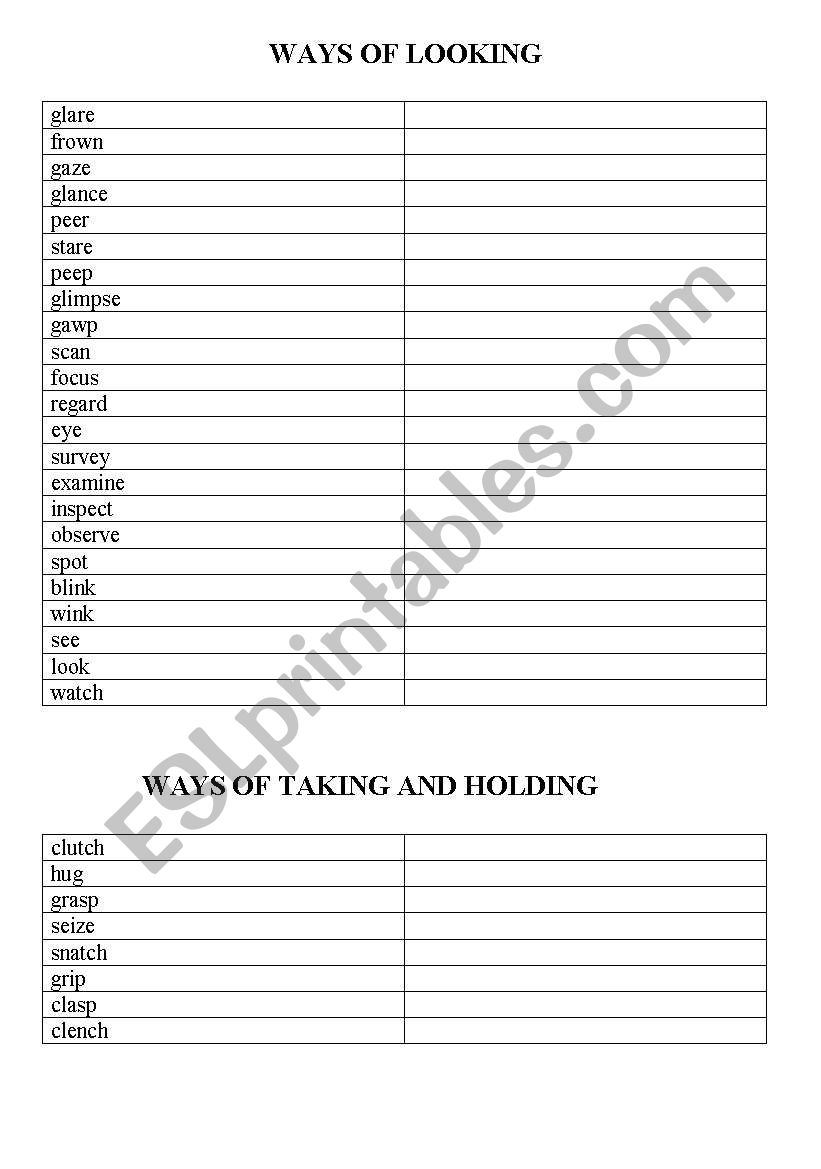 ways of looking worksheet