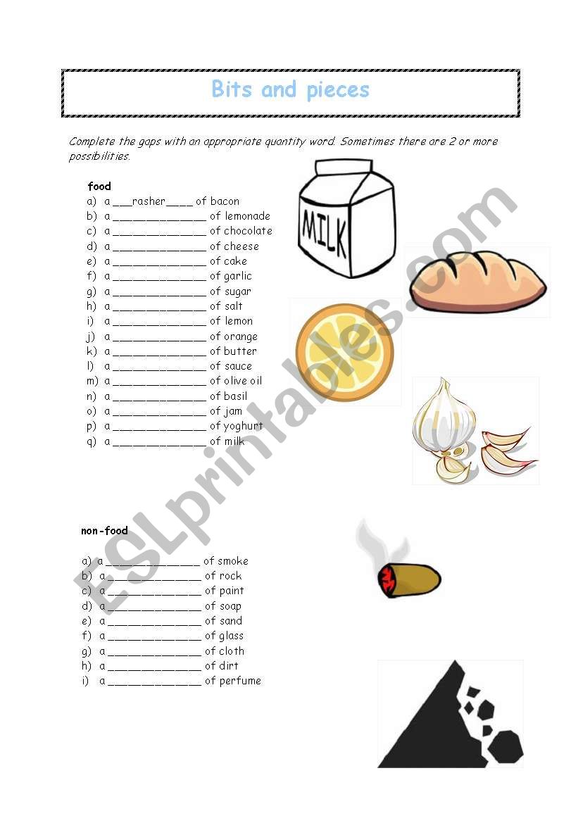 Bits and pieces worksheet