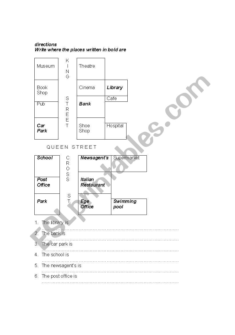 directions worksheet