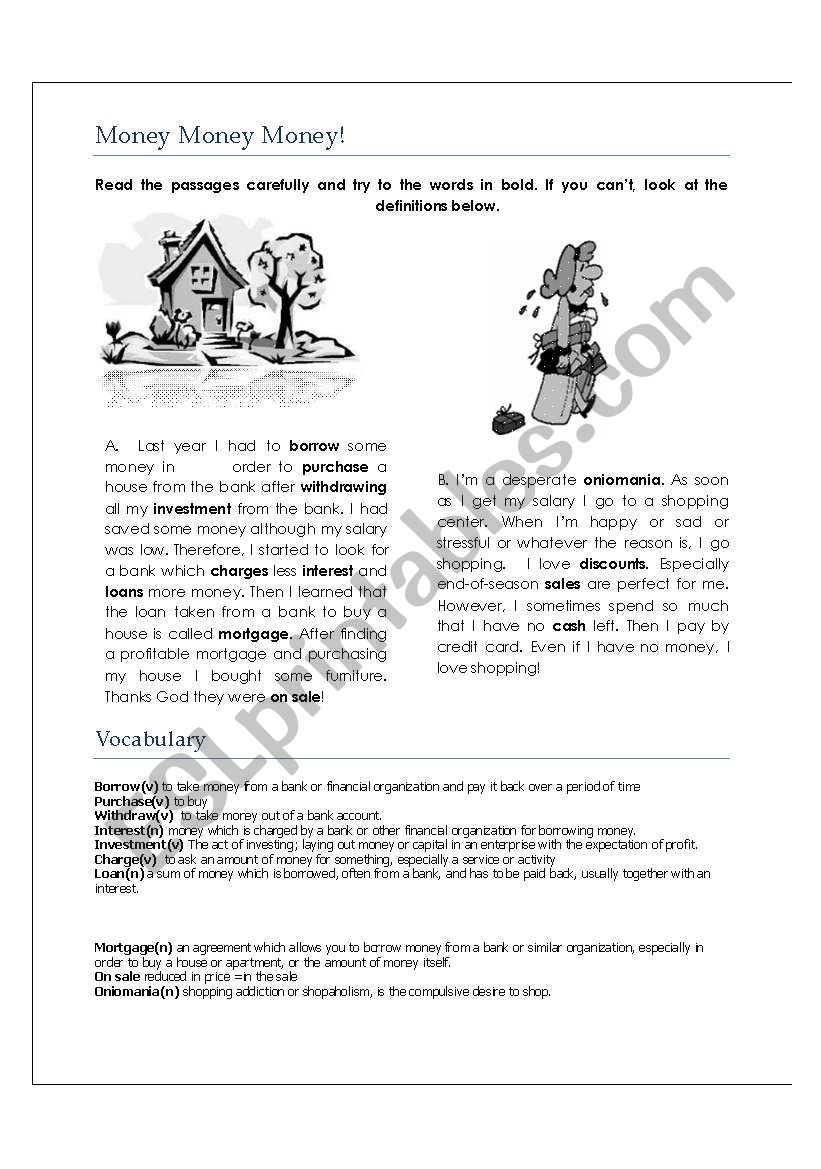 Money Money Money! worksheet